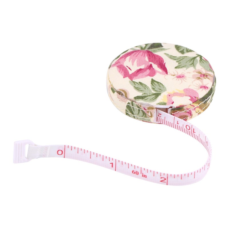 Hilitand Accurate Tape Measure Tapeline Body Fitness Measuring Body Tailor Sewing Craft Cloth Measuring Tape 60 Inch/1.5M Dual Sided Retractable Ruler (Rural Rose) - Image 5